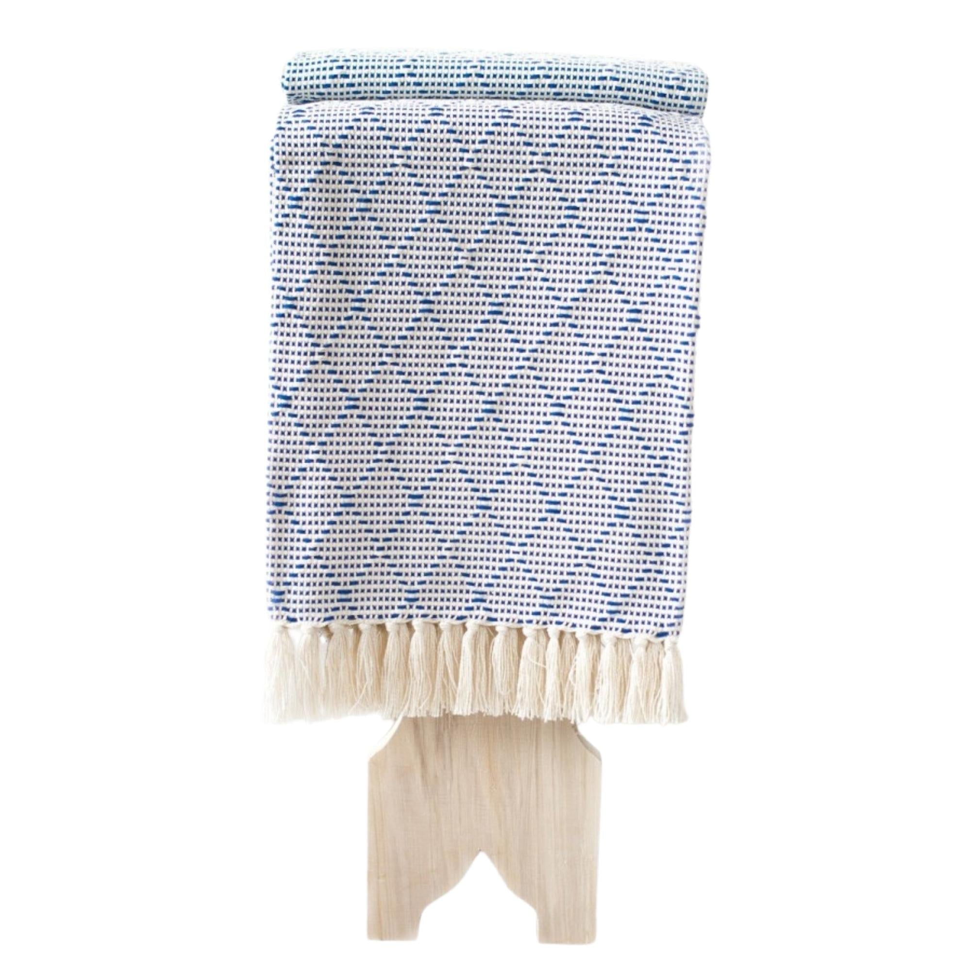 Cotton Throw Portuguese Mosaic, close-up of the texture, from the Inside Living Singapore homeware collection.