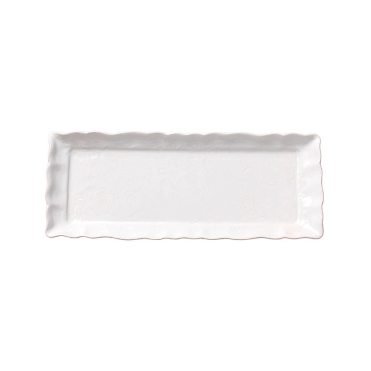 White ceramic tray dish, handcrafted serving and decorative piece, from Inside Living Singapore Front view.
