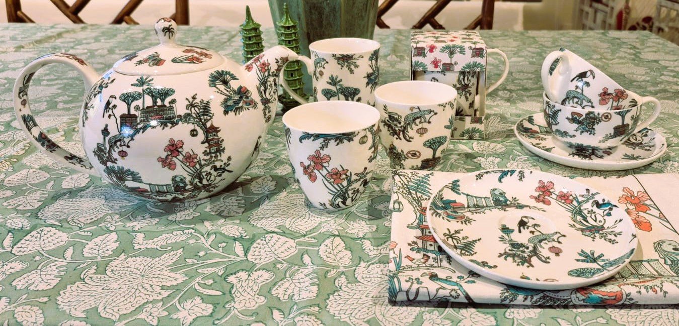 Singapore Toile collection at Inside Living Singapore: fine bone china in the heritage toile design