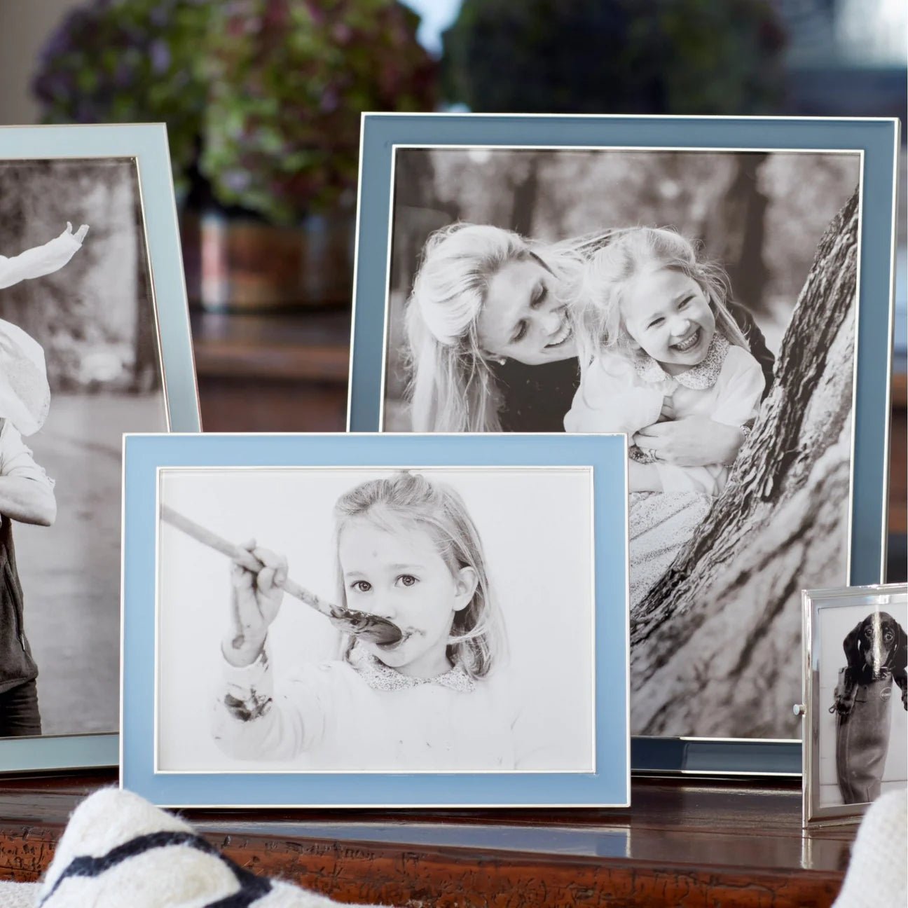 Photo frames collection at Inside Living Singapore: enamel, shagreen and bamboo frames