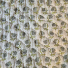 Hand block printed single quilt in a cypress tree and flower design, made reversible so both sides can be used