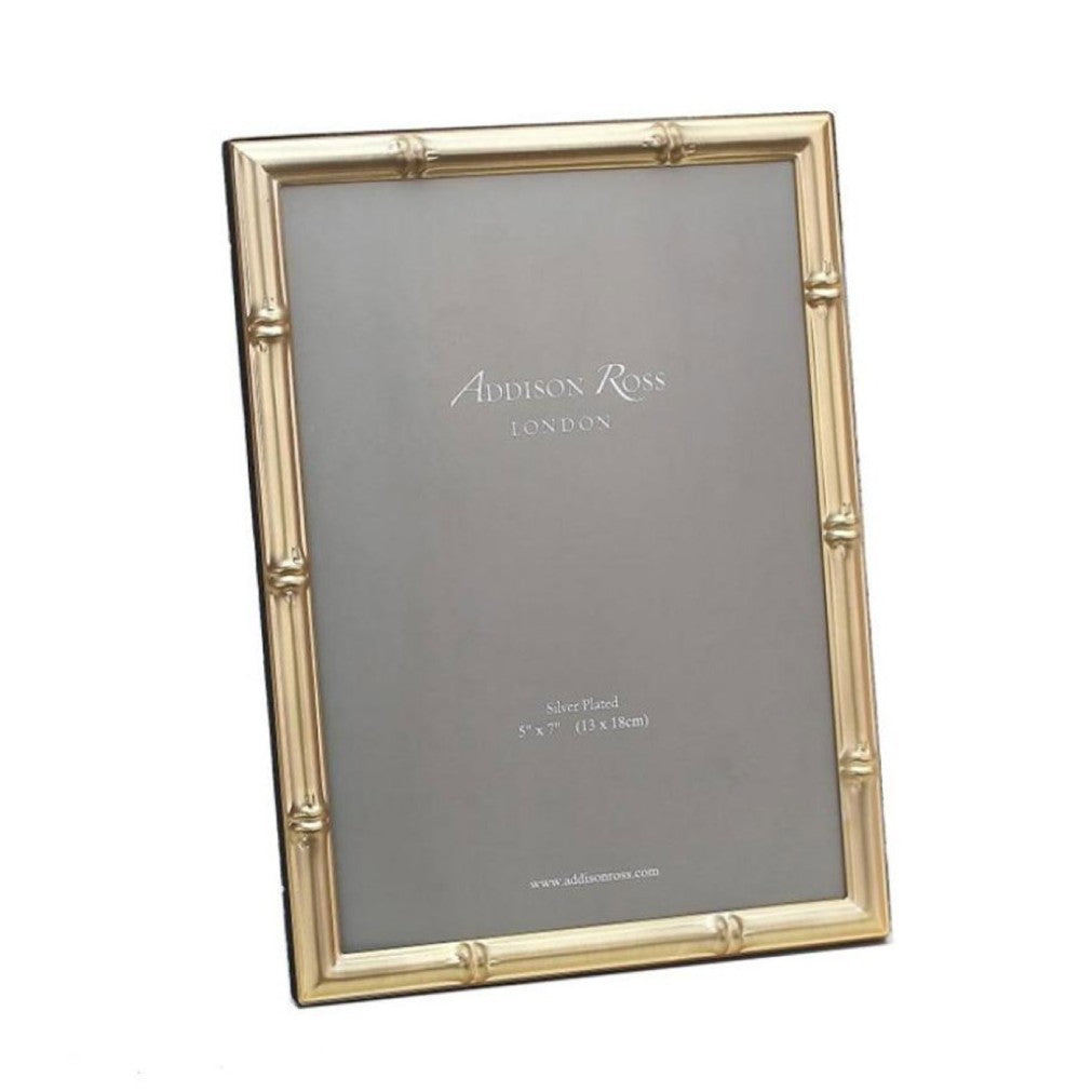 Slender gold bamboo-style photo frame with black velvet back, portrait or landscape, two sizes