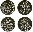 Set of four black lacquer chinoiserie placemats, 38 cm diameter, with high-gloss finish, gift boxed