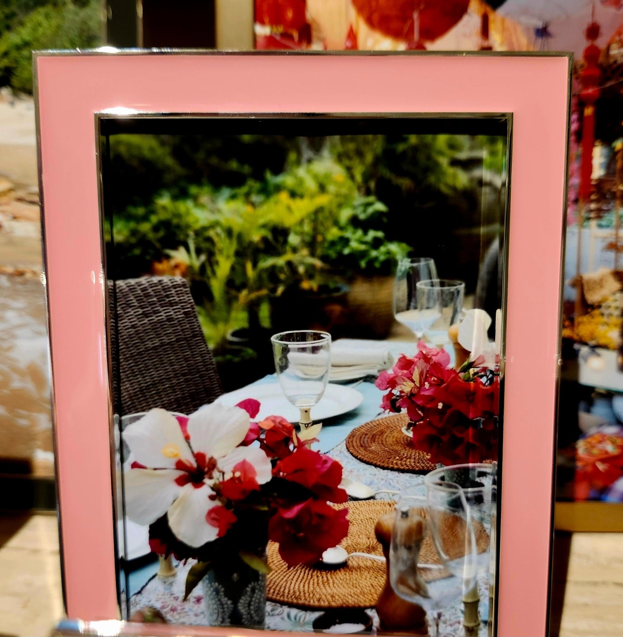 Enamel Frame Coral, Picture Frames from Inside Living Singapore. Detail close-up view.