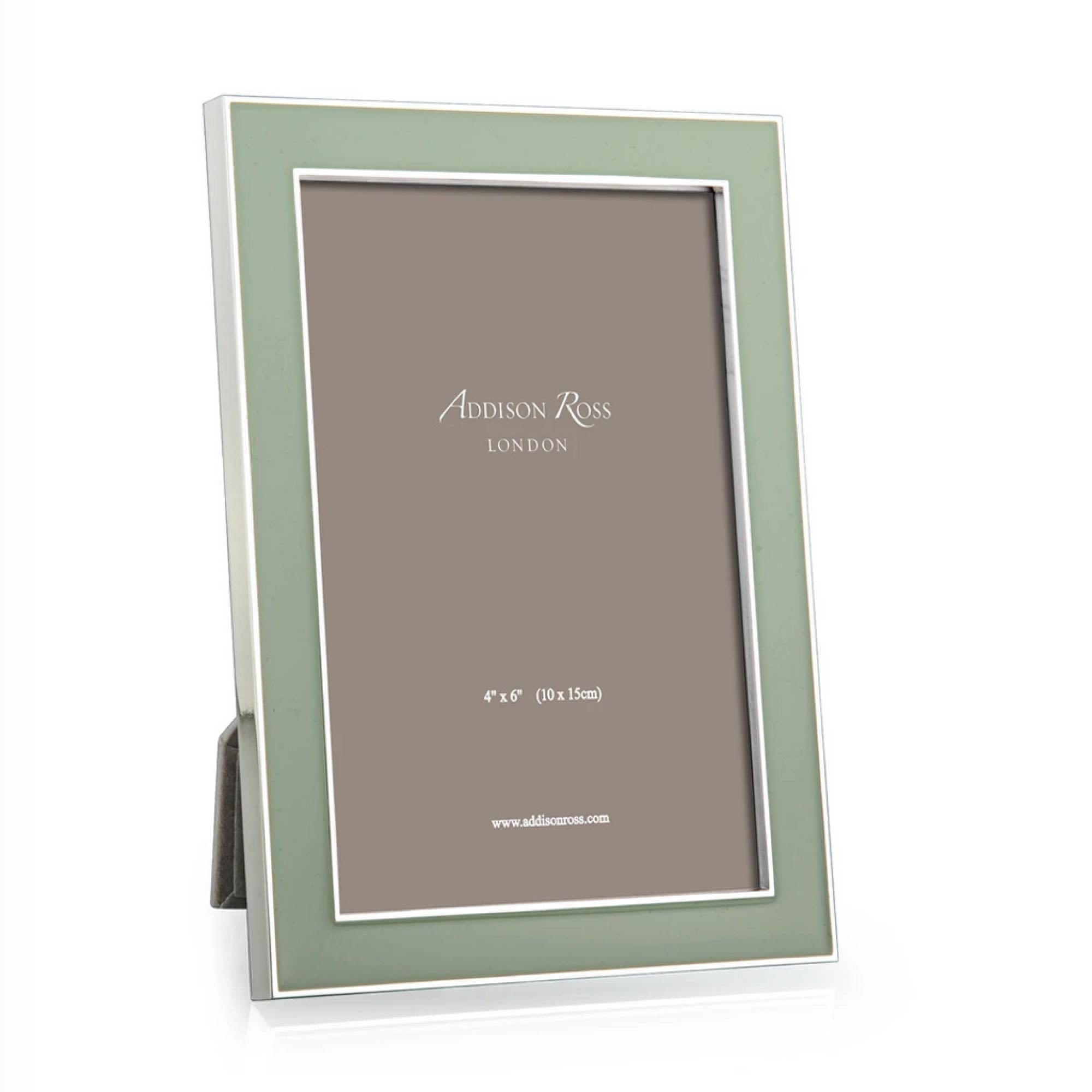 Enamel Frame Sage Green & Silver, Photo Frames from Inside Living Singapore. Shown front on.