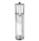 Fluted column salt or pepper mill in clear acrylic with a ceramic grinder, 23 cm tall, gift boxed