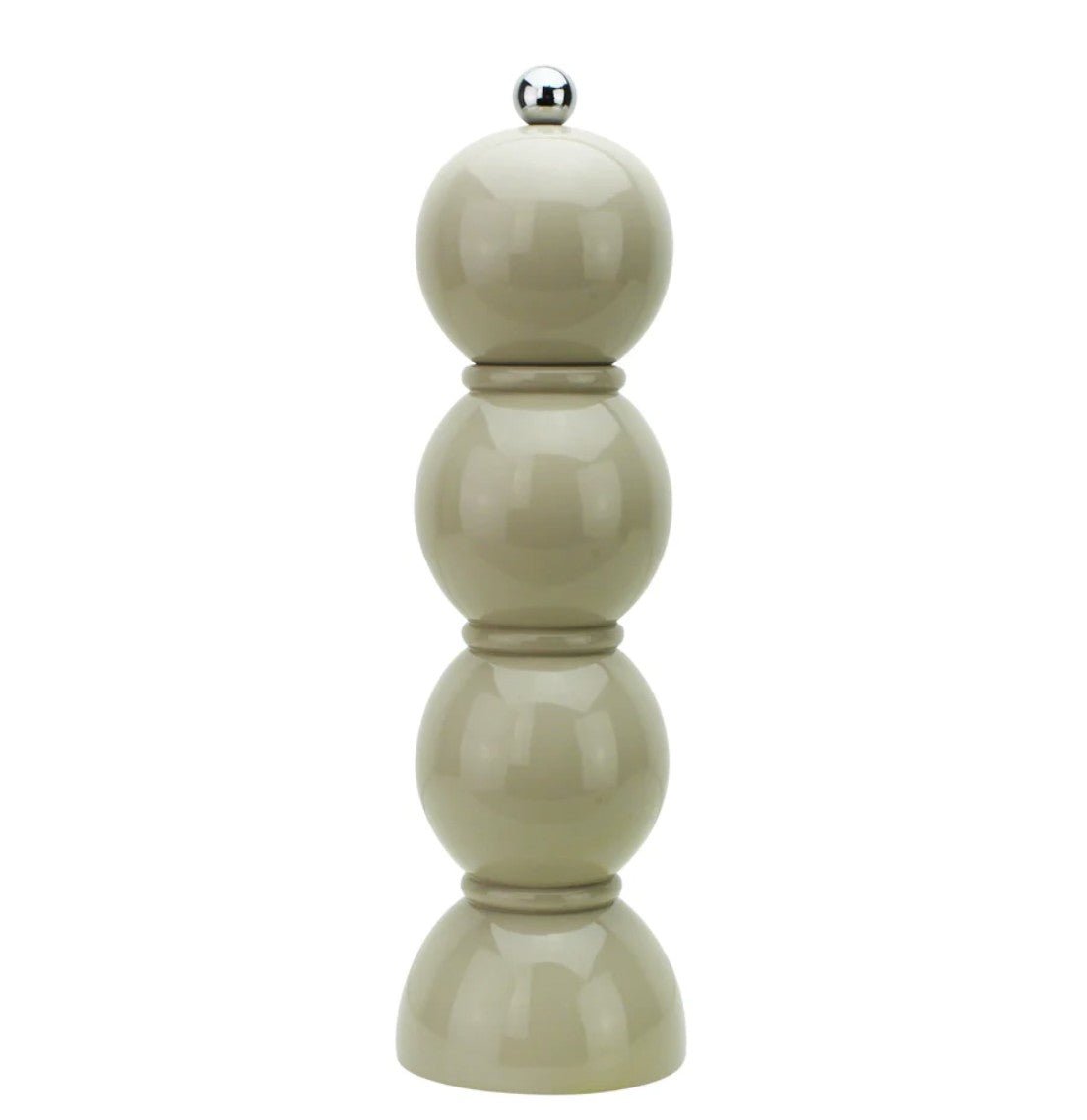 Bobbin salt and pepper mill from Inside Living, turned wooden grinder for the kitchen and dining table, alternate view
