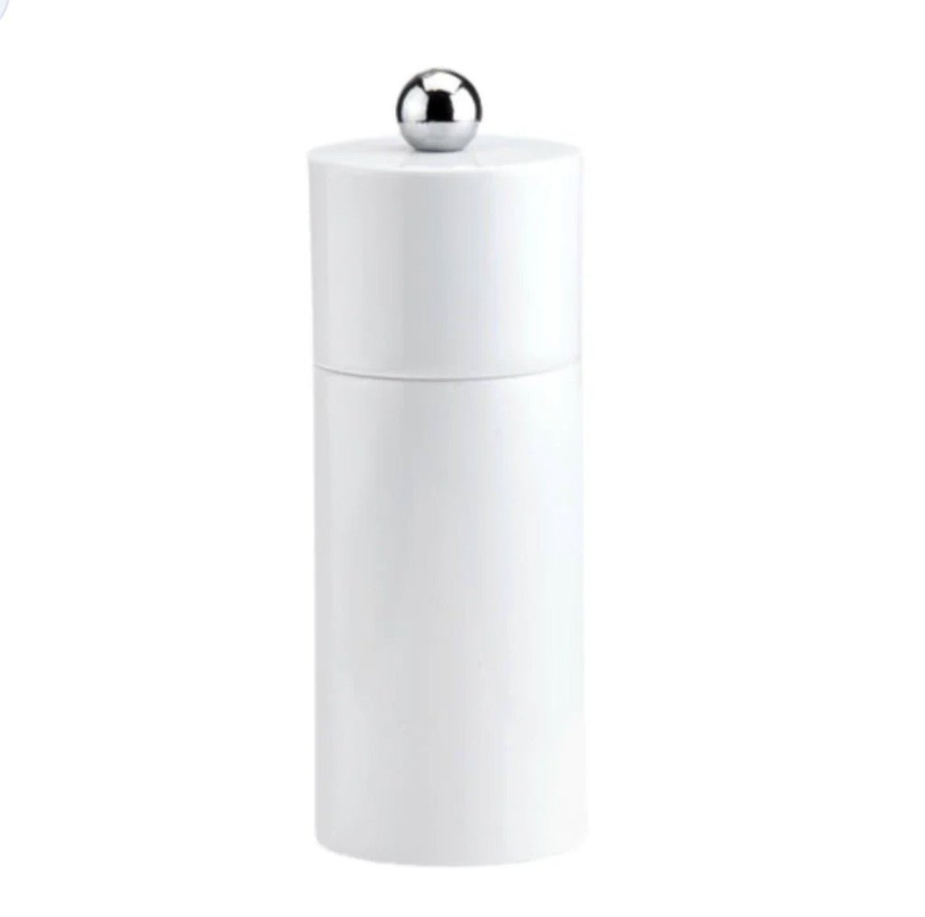 Lacquered column salt or pepper mill in rubber wood with a ceramic grinder, 13.3 cm tall, gift boxed
