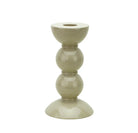 Cappuccino lacquered bobbin candlestick in rubber wood for standard dinner candles, in two sizes