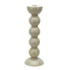 Cappuccino bobbin candlestick from Inside Living, turned decorative candle holder for dining and home display, alternate view