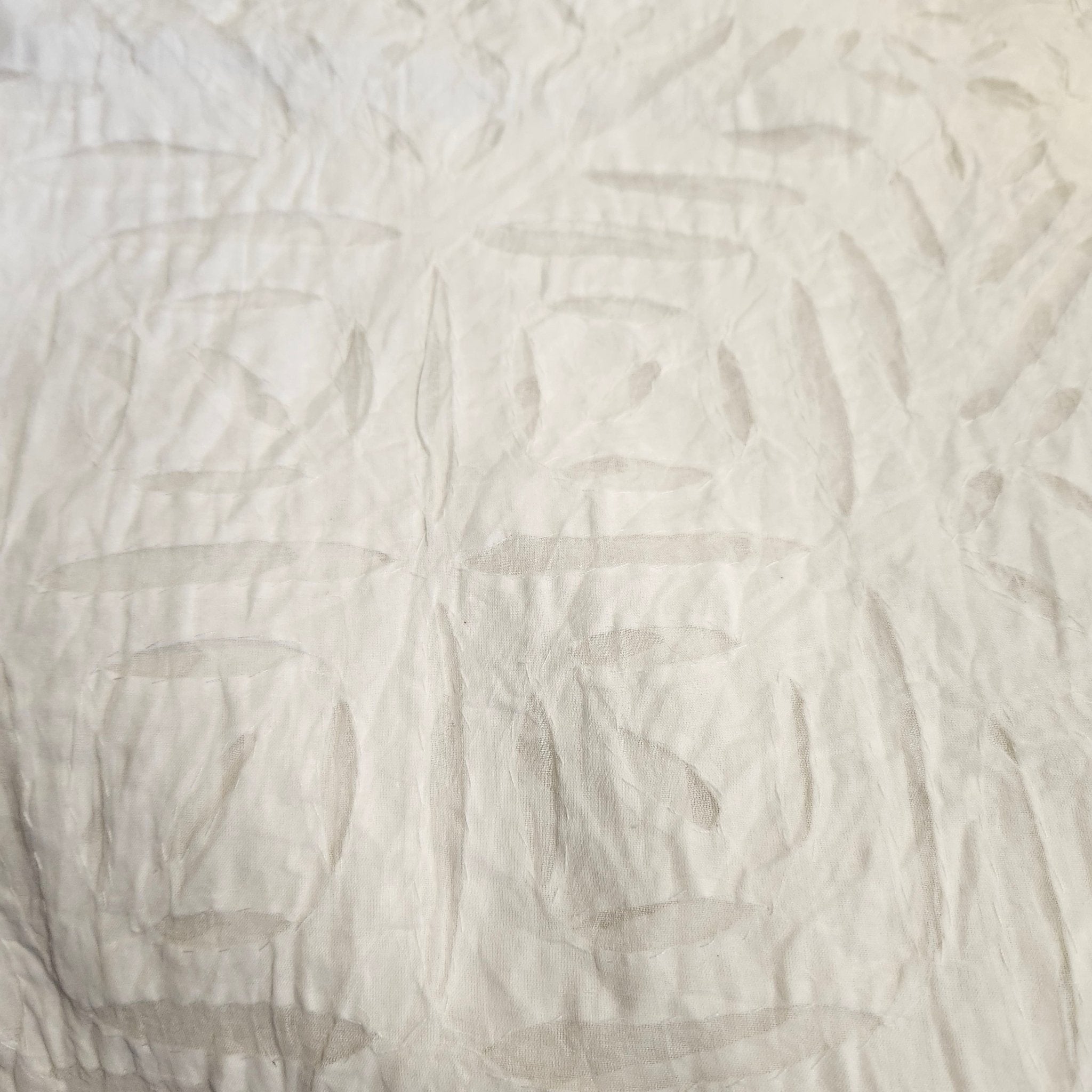 White cotton bedspread with organza applique, handmade decorative bedcover with delicate stitched detail, alternative view