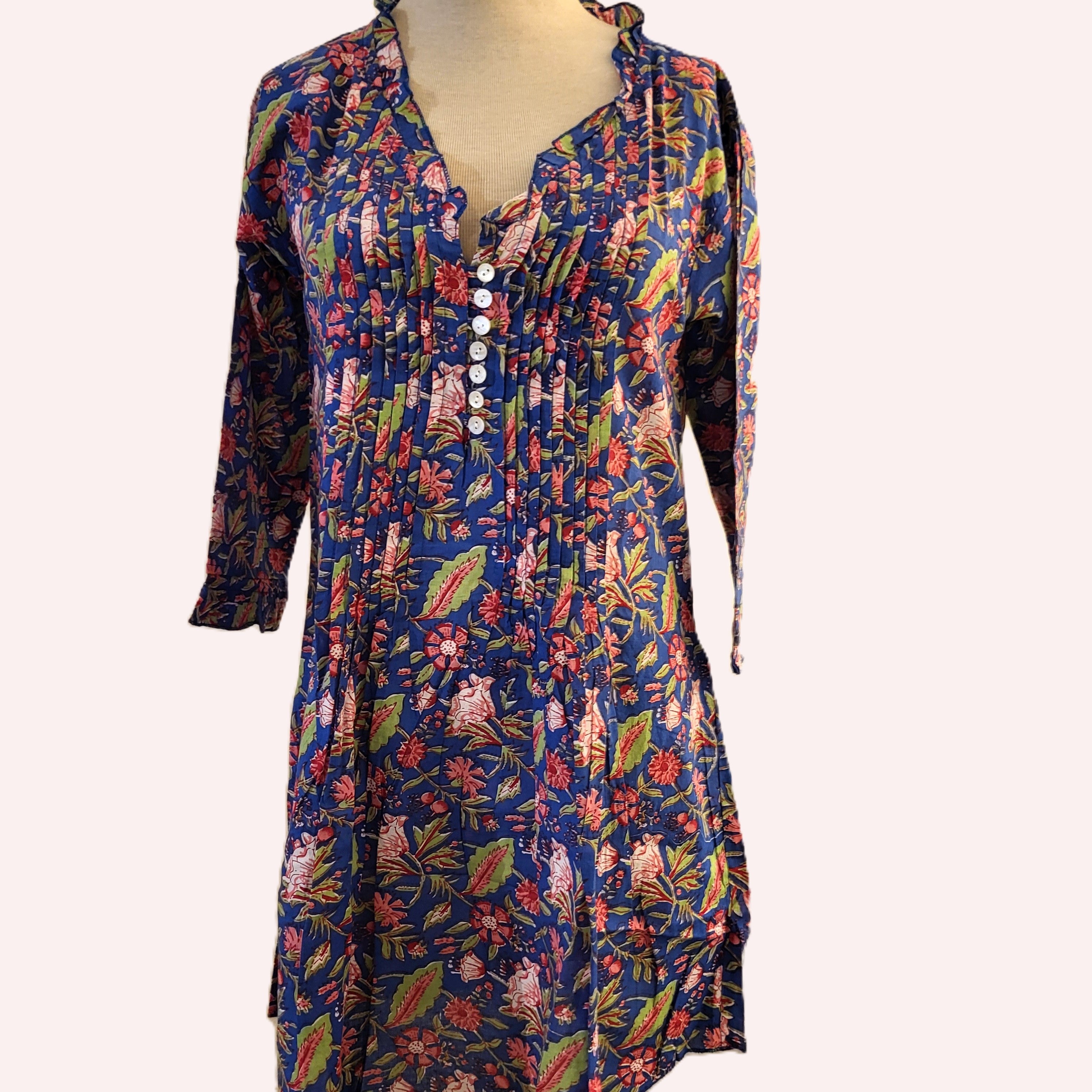Block Print Pleated Dress Assorted: block-printed cotton garment for warm days, from Inside Living Singapore.