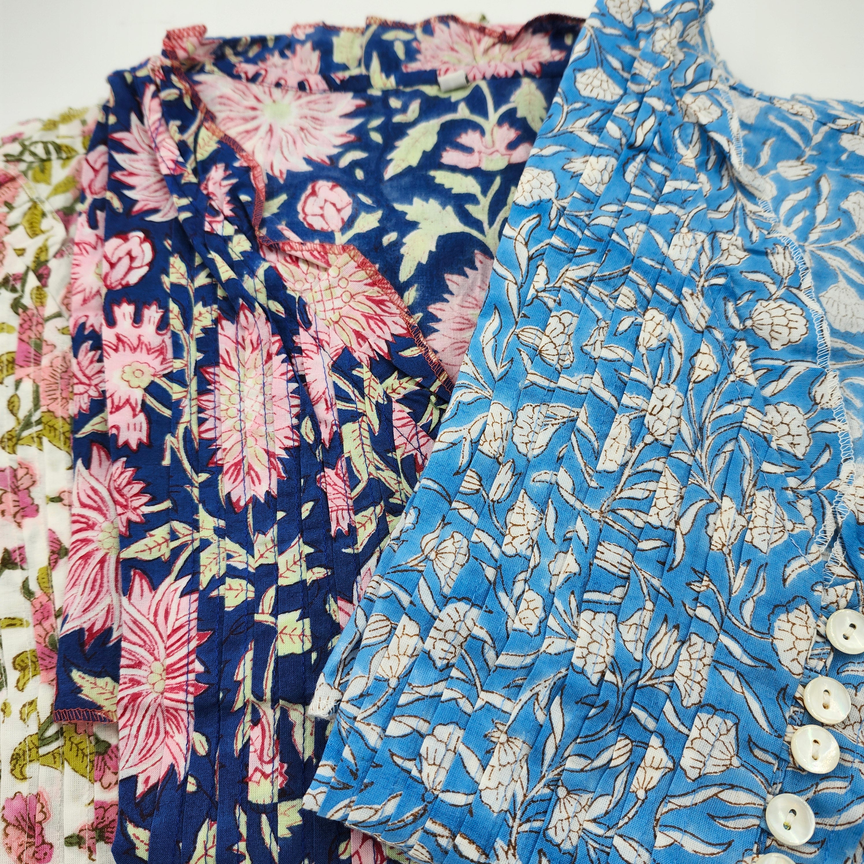 Block Print Pleated Dress Assorted: block-printed cotton garment for warm days, from Inside Living Singapore.