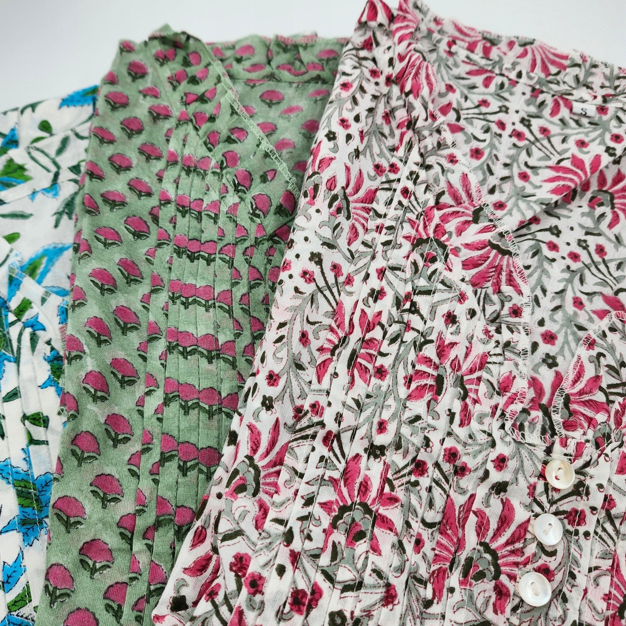 Block Print Pleated Dress Assorted: block-printed cotton garment for warm days, from Inside Living Singapore.