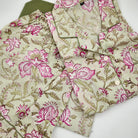 Block Print Pyjama Short Bauhinia, cotton sleepwear at Inside Living Singapore. Front view.