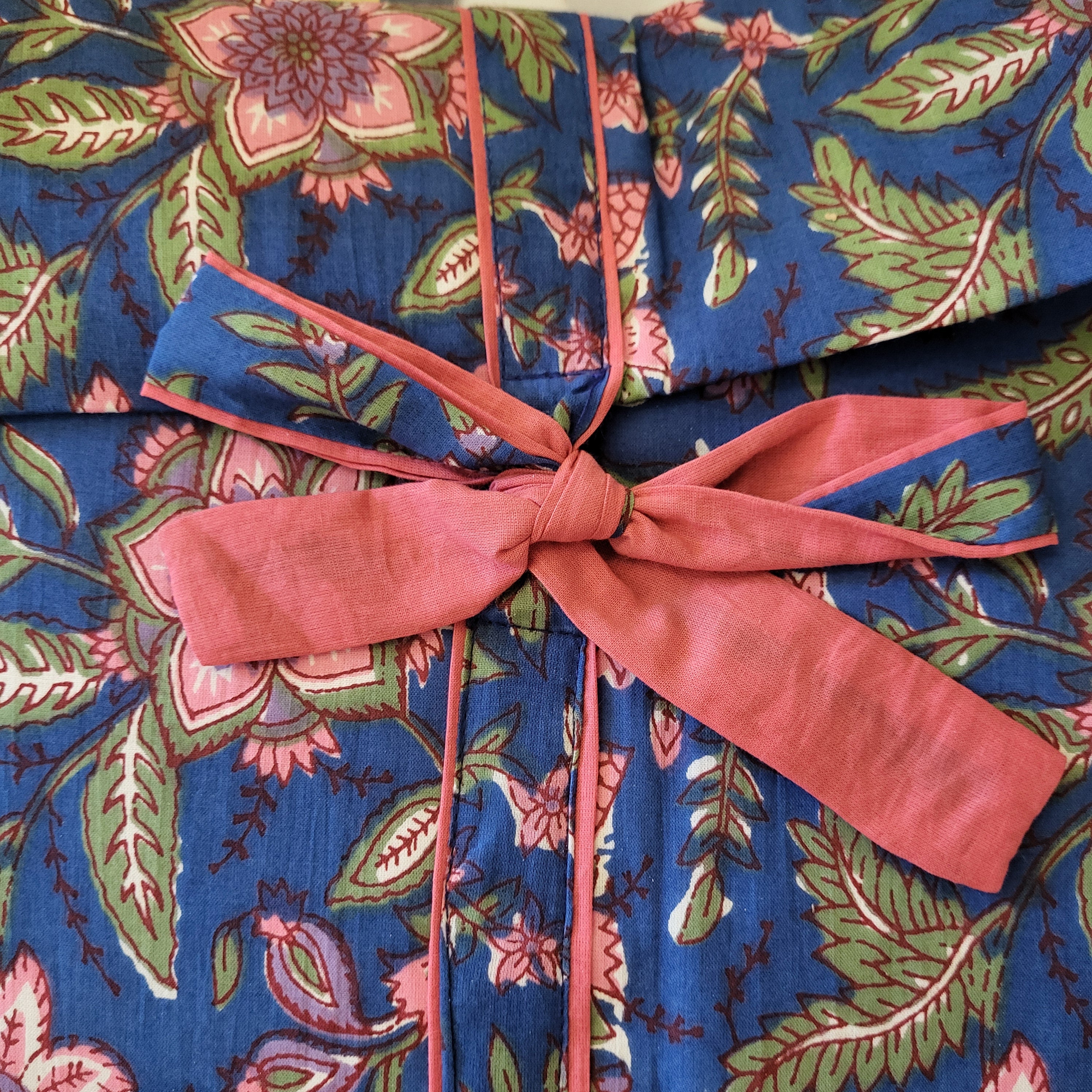 Block Print Pyjama Long Flowers, Inside Living Singapore homeware and lifestyle collection, view 7.