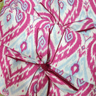 Block printed cotton long pyjama set in assorted prints, long-sleeved top and drawstring trousers, sizes M and L