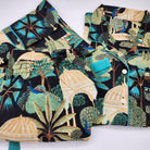 Block Print Pyjama Short Paradise Black, cotton sleepwear at Inside Living Singapore. Front view.