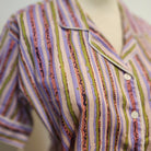 Block Print Pyjama Short Pink & Green Stripe, available at Inside Living Singapore, styled in a home setting.
