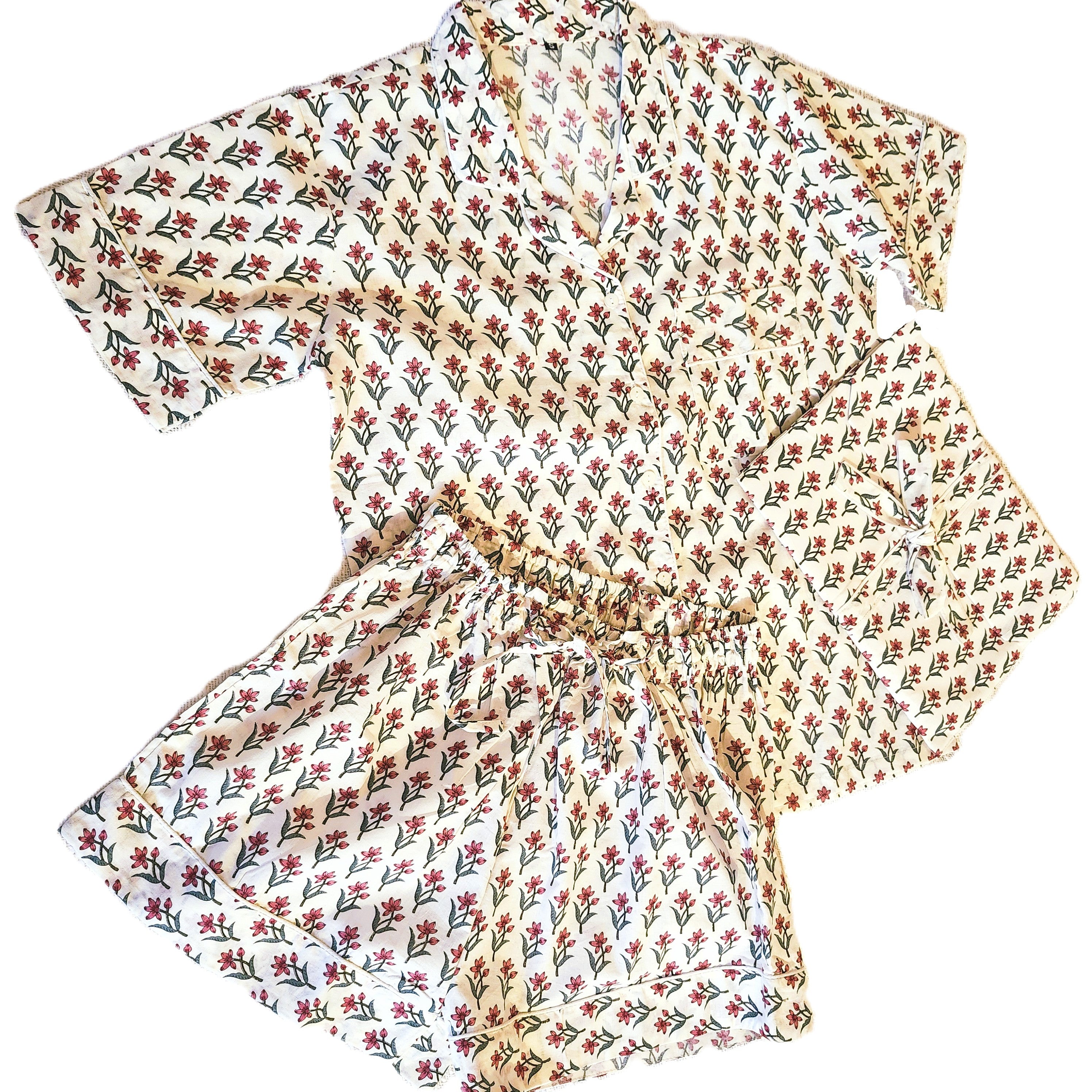 Block Print Pyjama Short Rosalie, Inside Living Singapore homeware and lifestyle collection, view 2.