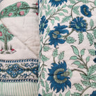 Block Printed Quilt Queen, Bed Linen from Inside Living Singapore. Side view.