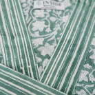 Cotton block print robe in floral green, handmade lightweight dressing gown with hand-printed pattern, styled view