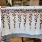Block Print Tablecloth Silver Flower from Inside Living Singapore, detail view.