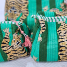 Block Print Wash Bag Tiger Emerald, detail of the design at Inside Living Singapore.