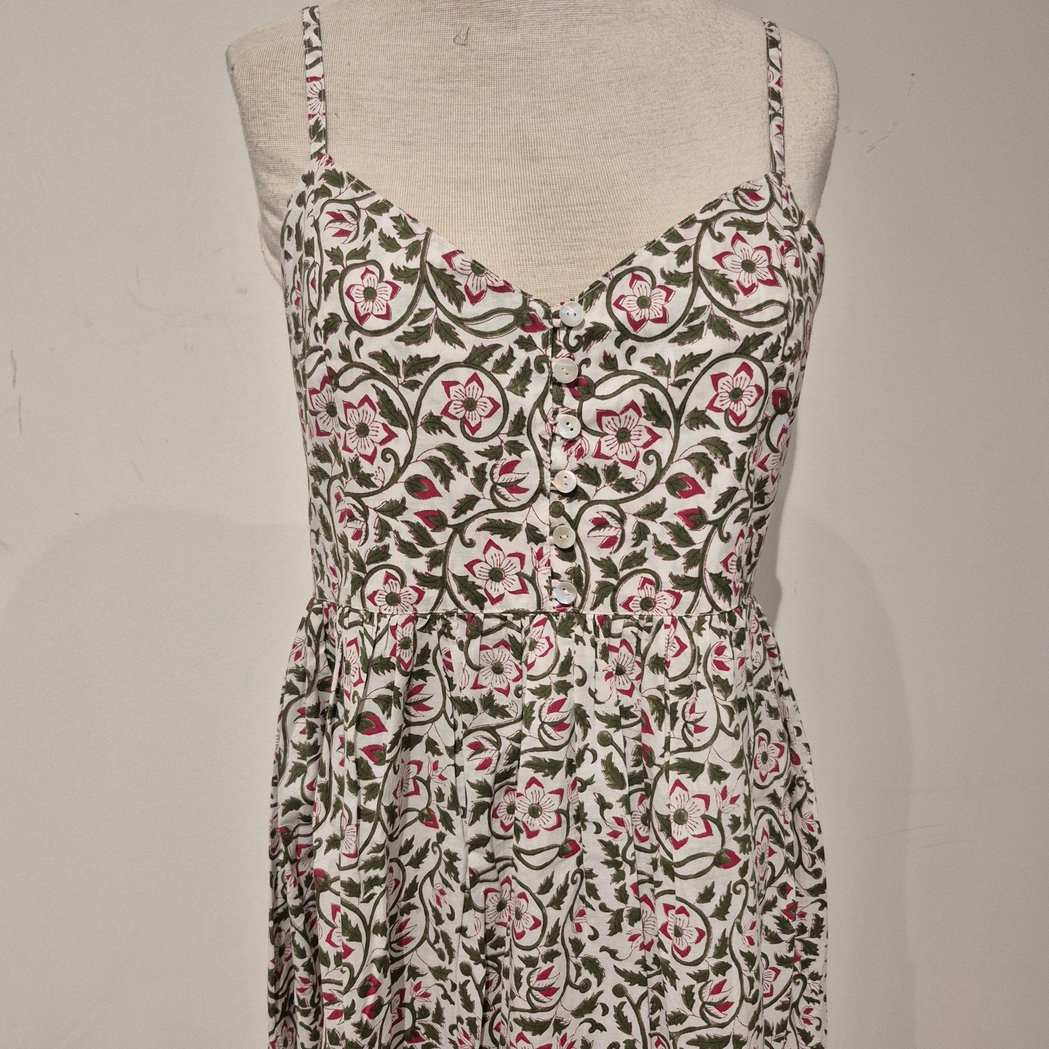 Block Print Sundress in the Joy design, cotton calf-length sundress from Inside Living Singapore.