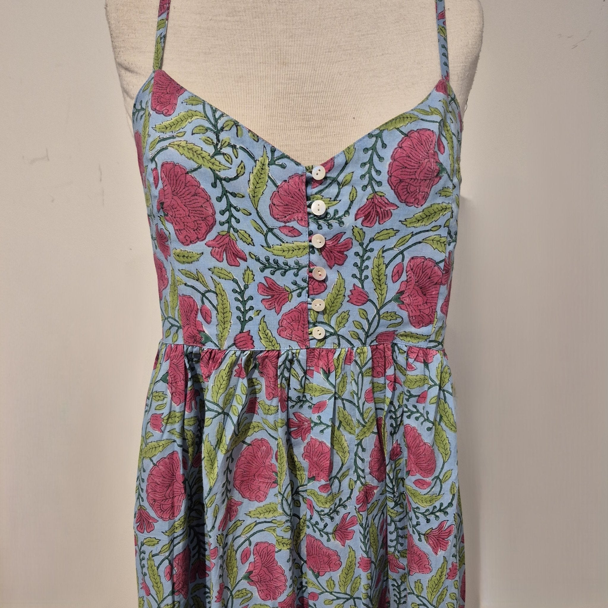 Block Print Sundress in the Tracy design, cotton calf-length sundress from Inside Living Singapore.