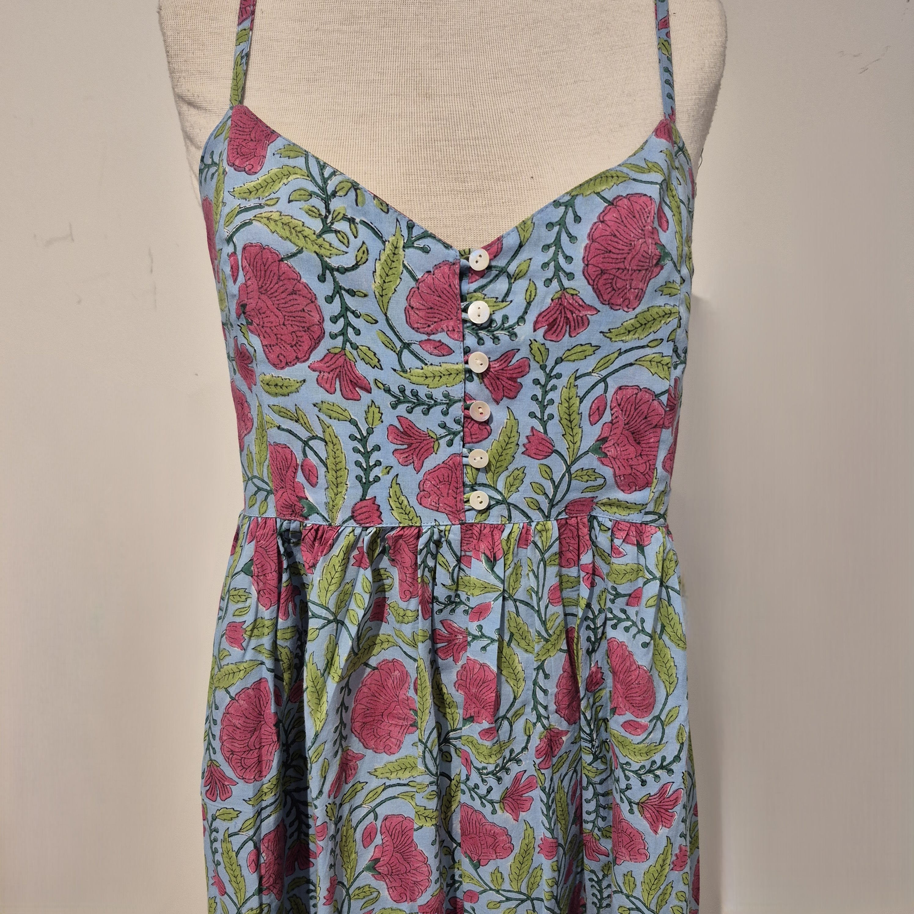 Block Print Sundress in the Tracy design, cotton calf-length sundress from Inside Living Singapore.