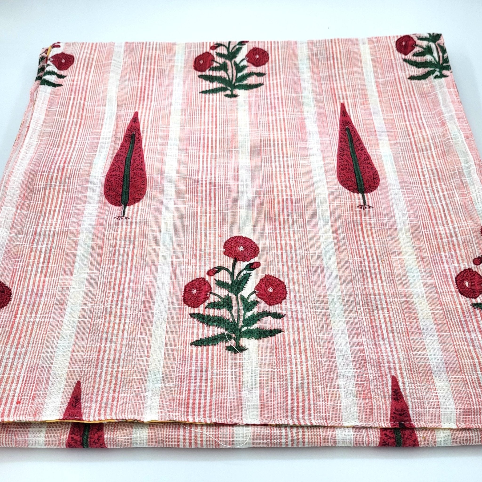 Block Print Runner Reversible Summertime Yellow: block-printed cotton table runner for dining, from Inside Living Singapore.