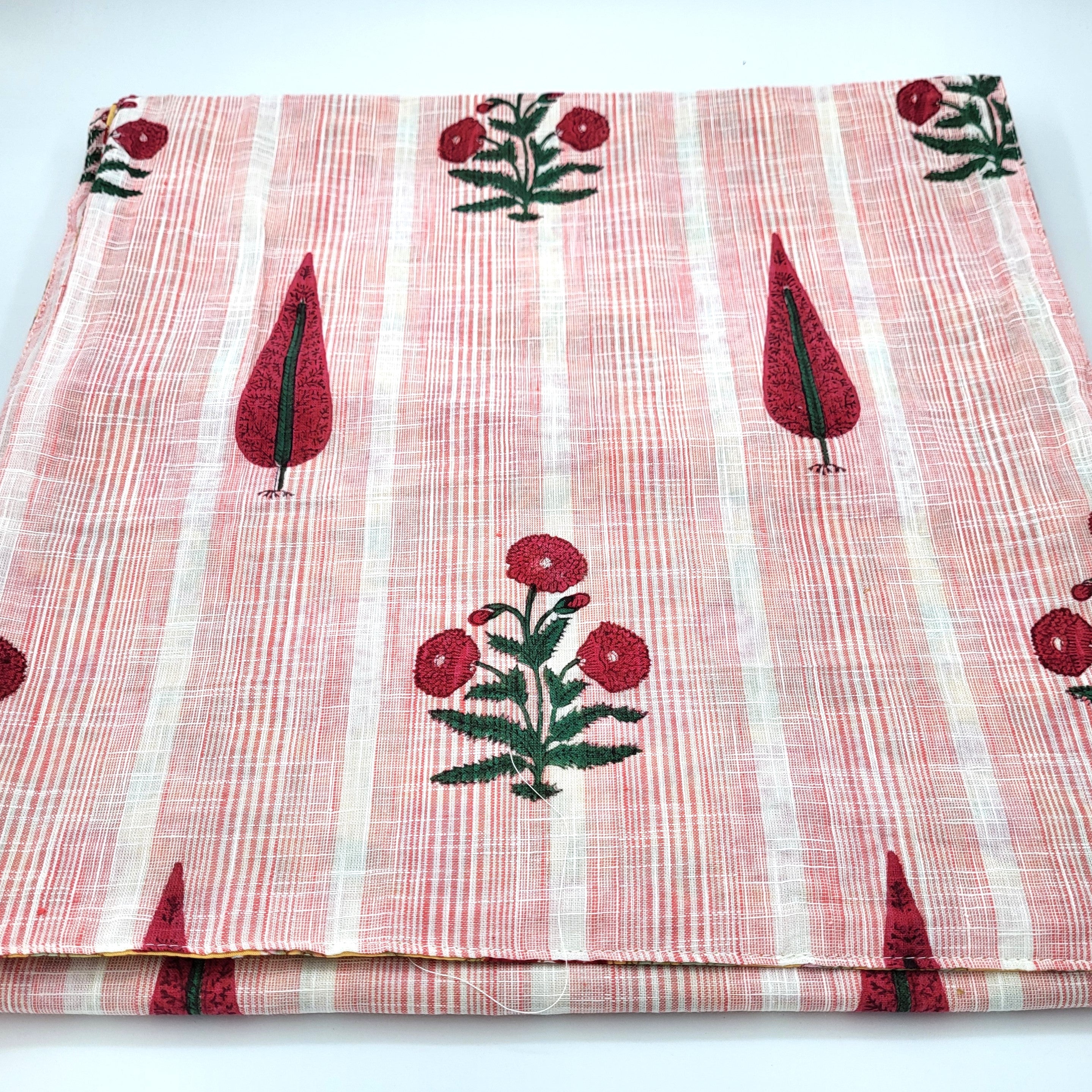 Block Print Runner Reversible Summertime Yellow: block-printed cotton table runner for dining, from Inside Living Singapore.