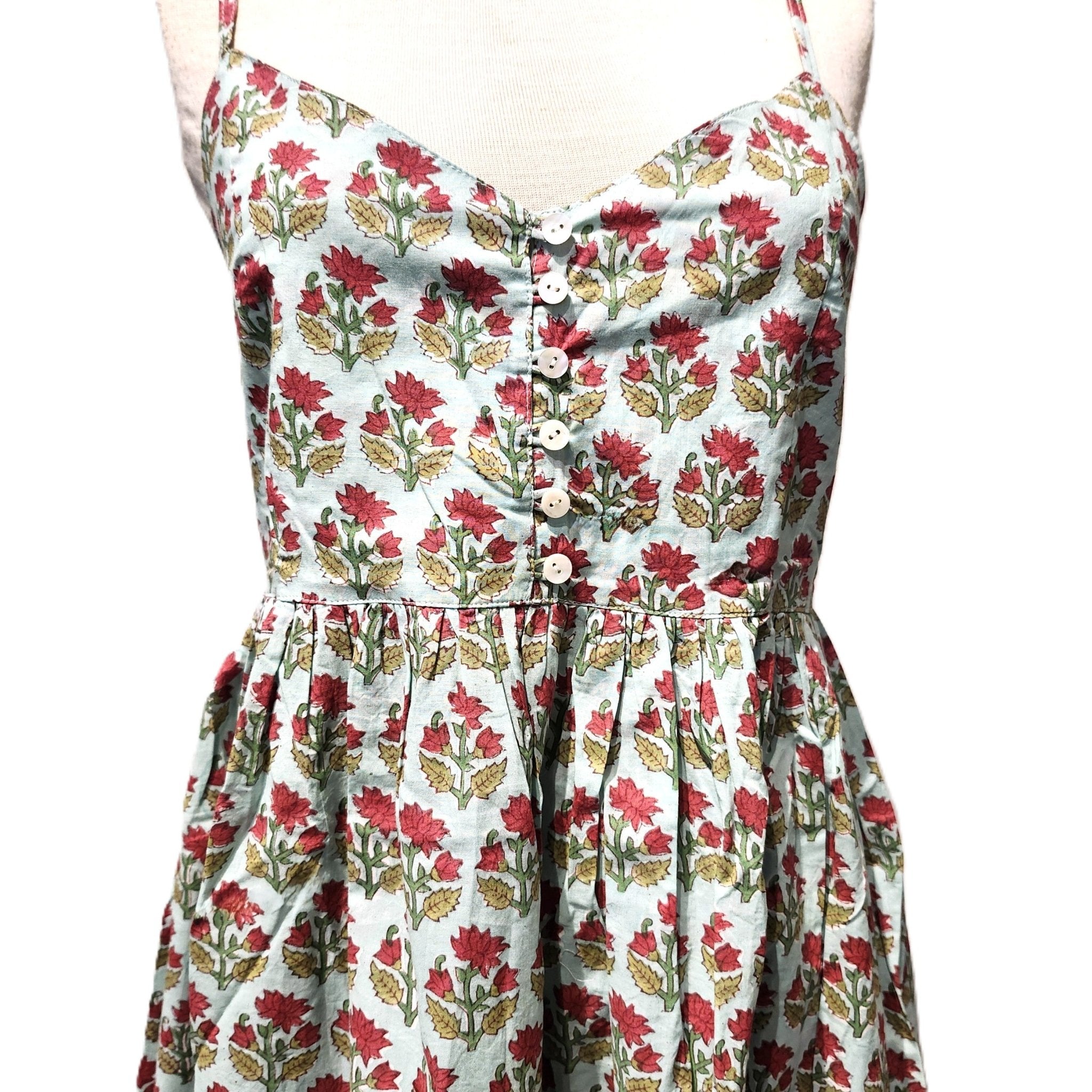 Block Print Sundress in the Pippa design, cotton calf-length sundress from Inside Living Singapore.