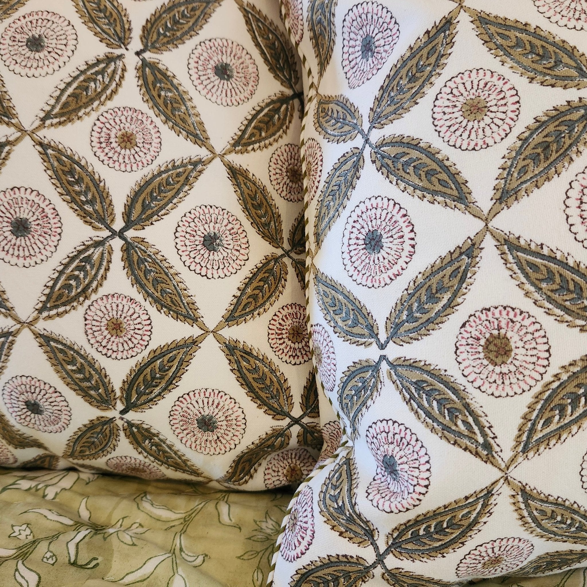 Block Print Cushion Carnation, Inside Living Singapore homeware and lifestyle collection, view 2.