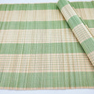 Bamboo placemat in lime, woven bamboo table mat, a natural eco-friendly dining accent in fresh lime green.