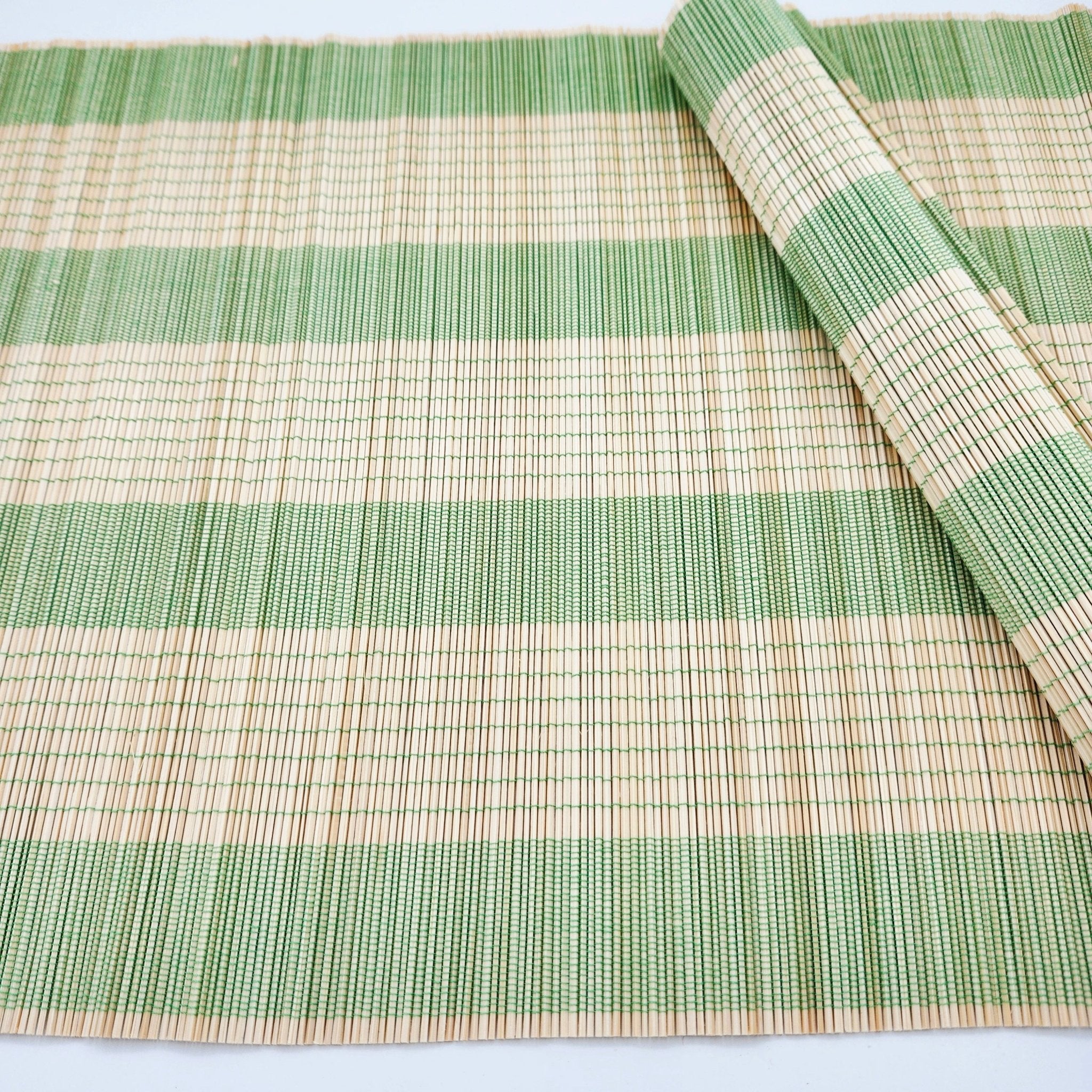 Bamboo placemat in lime, woven bamboo table mat, a natural eco-friendly dining accent in fresh lime green.