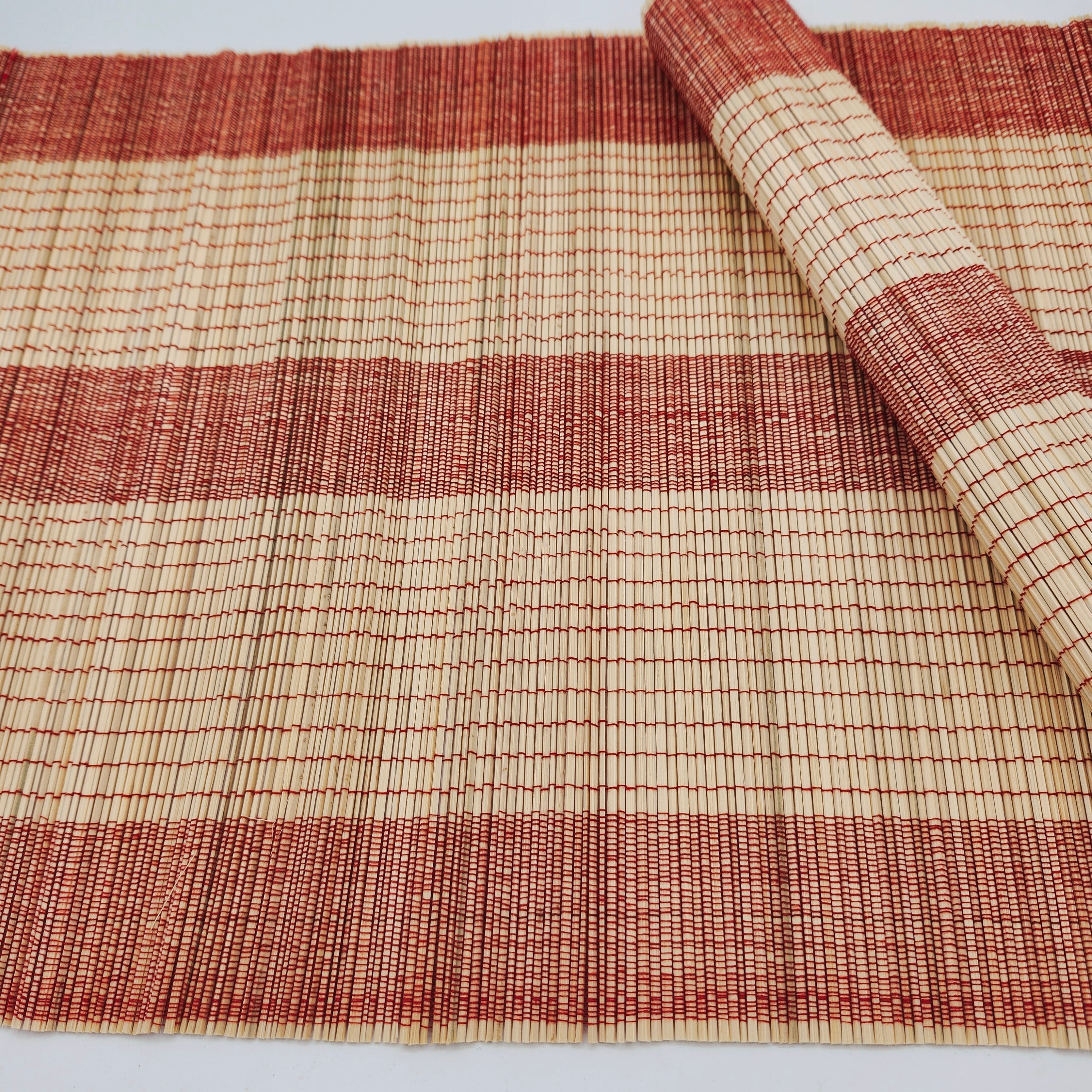 Bamboo placemat in rusty red, woven natural table mat, 38 x 30 cm for festive occasions or daily dining