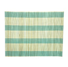 Bamboo placemat turquoise detail, woven bamboo table mat, a durable natural dining setting in turquoise.