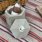 Otis ice bucket in barley faux shagreen with stainless steel handles and a removable washable lining, 21 cm tall
