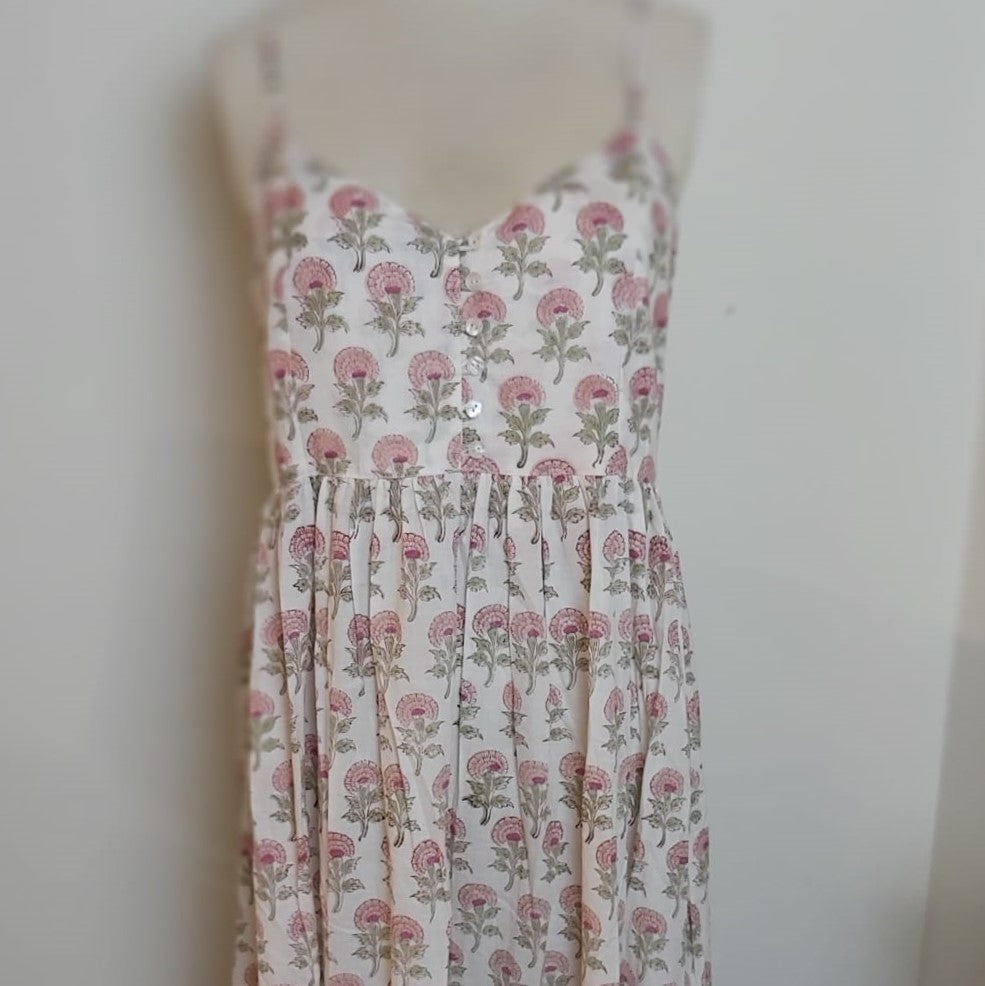 Block Print Sundress Floral Assorted: block-printed cotton garment for warm days, from Inside Living Singapore.