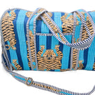 Quilted cotton block print baby changing bag with zip top and inner pocket, 50 x 25 x 22 cm