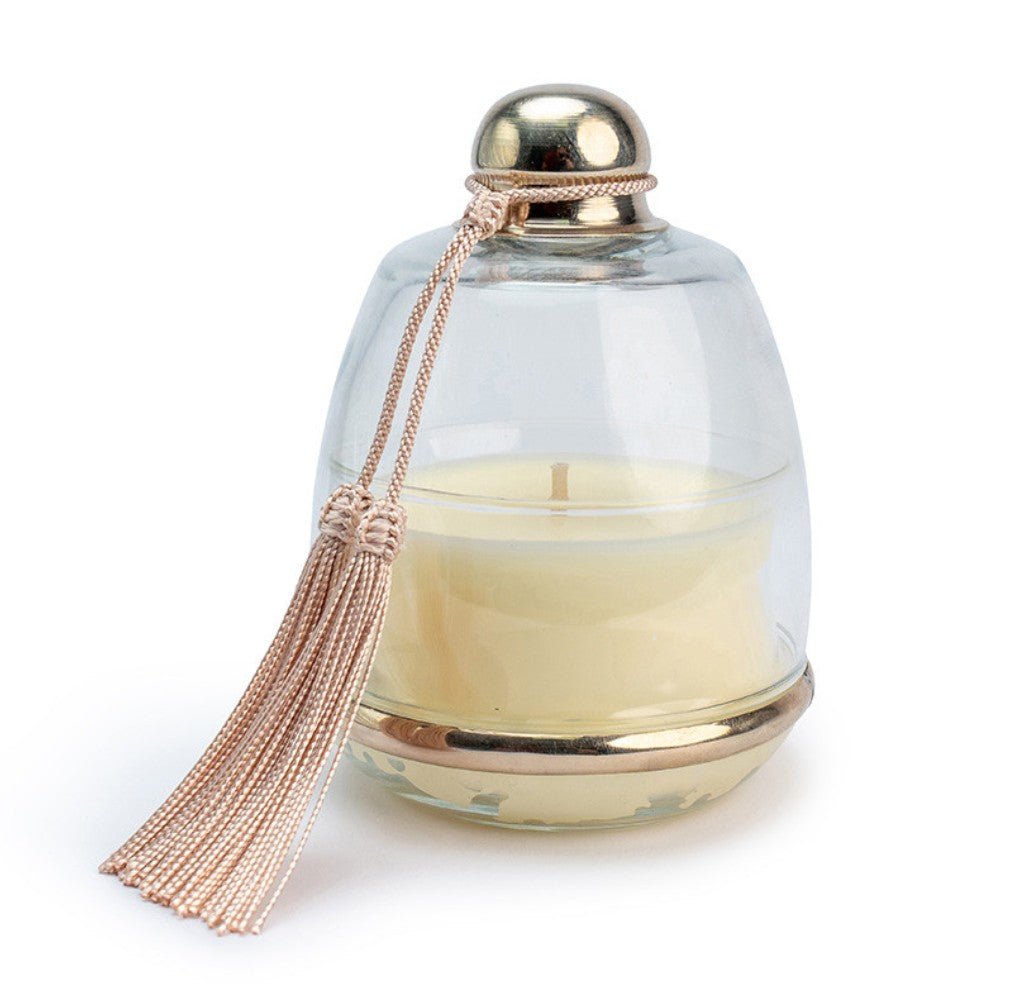 Rose oud scented soy candle under a glass cloche, 12 x 7.5 cm, around 40 hours burn time