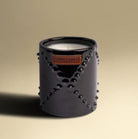 Cedar-scented candle in a hand-glazed black ceramic jar, 7cm diameter, 40 hour burn, made in Marrakech
