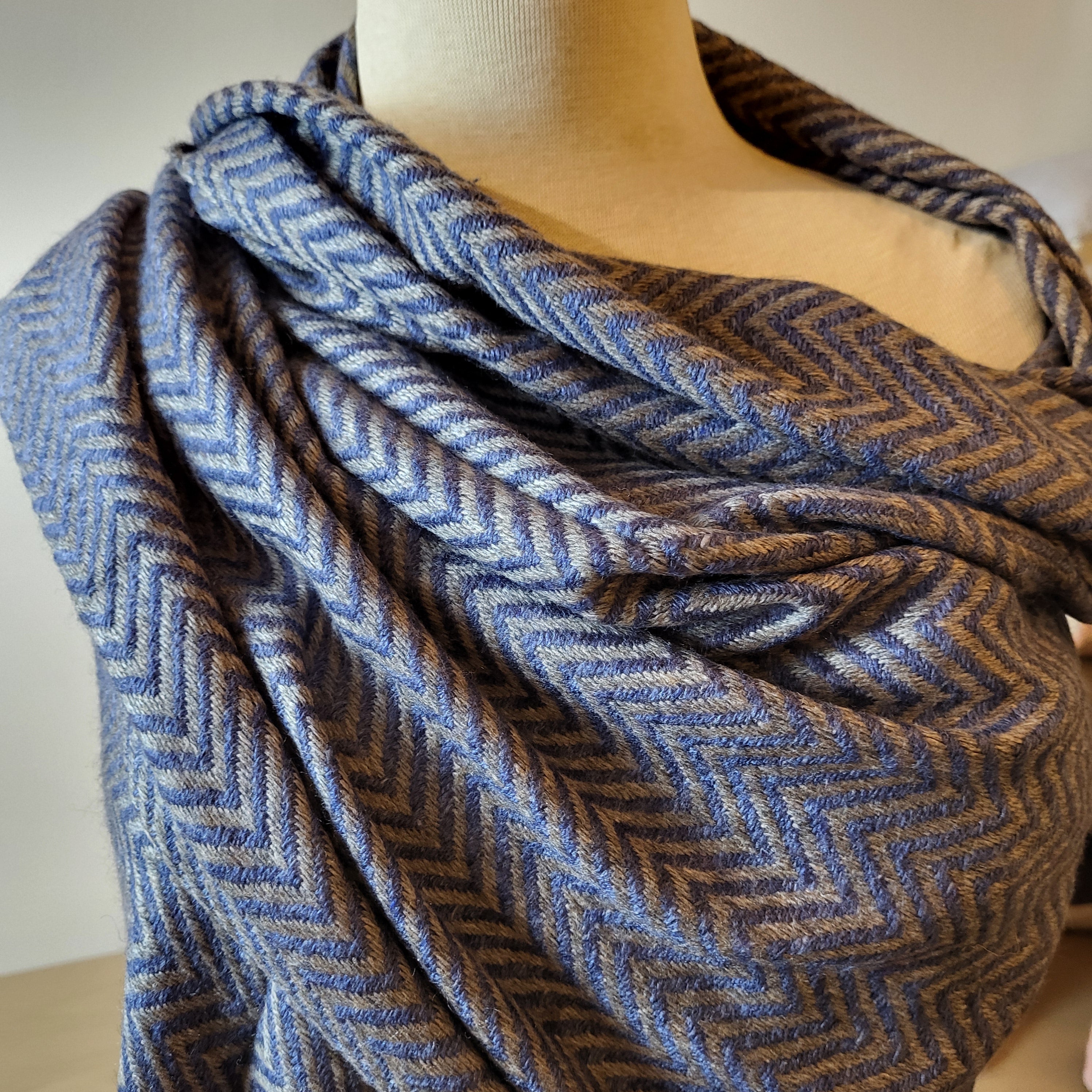 Cashmere Shawl Herringbone: soft woven wrap to wear or layer, from Inside Living Singapore. Additional product view.