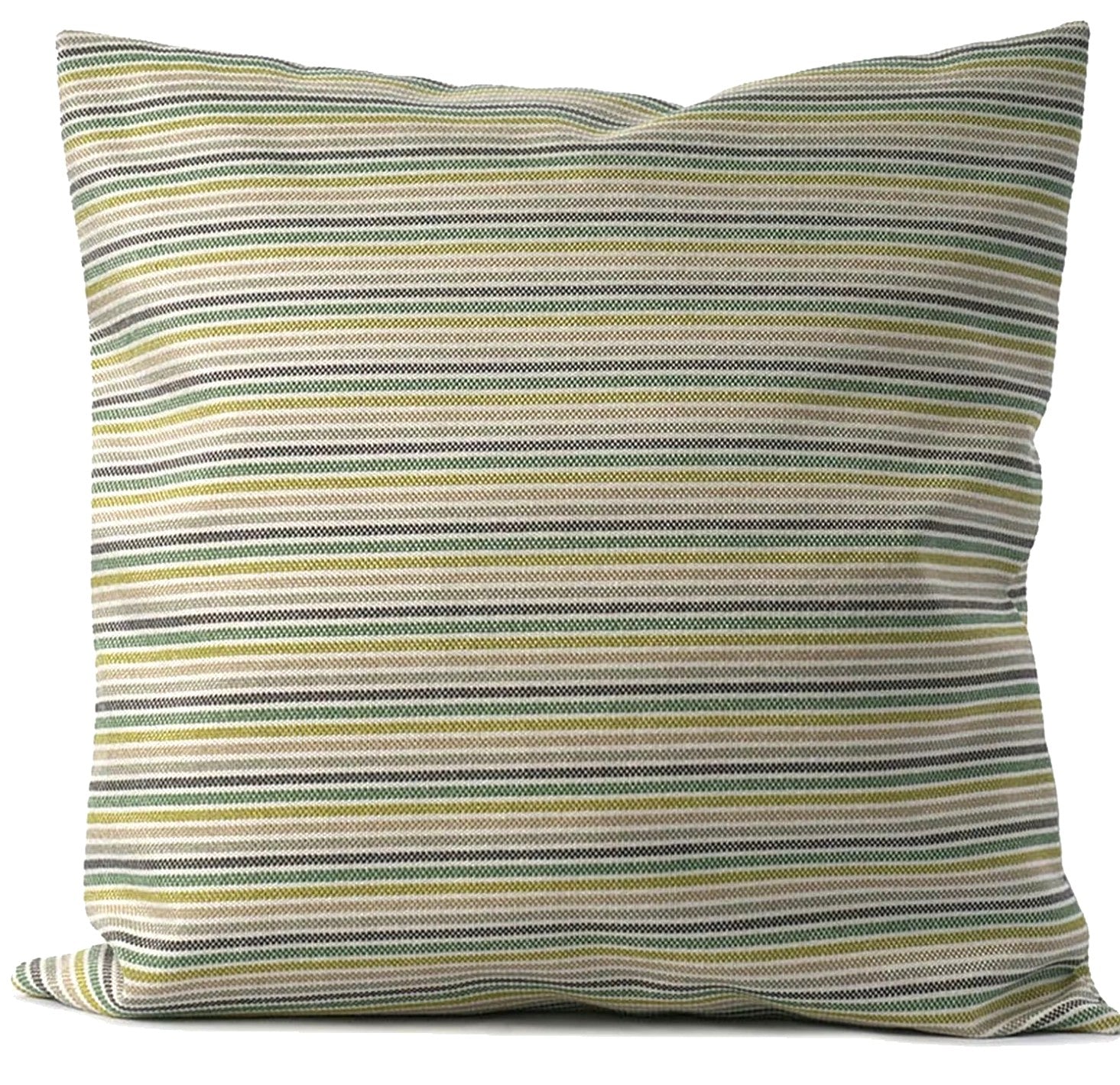 Green striped cushion cover in polyester, 50 x 50 cm, for a spring or summer touch to any room