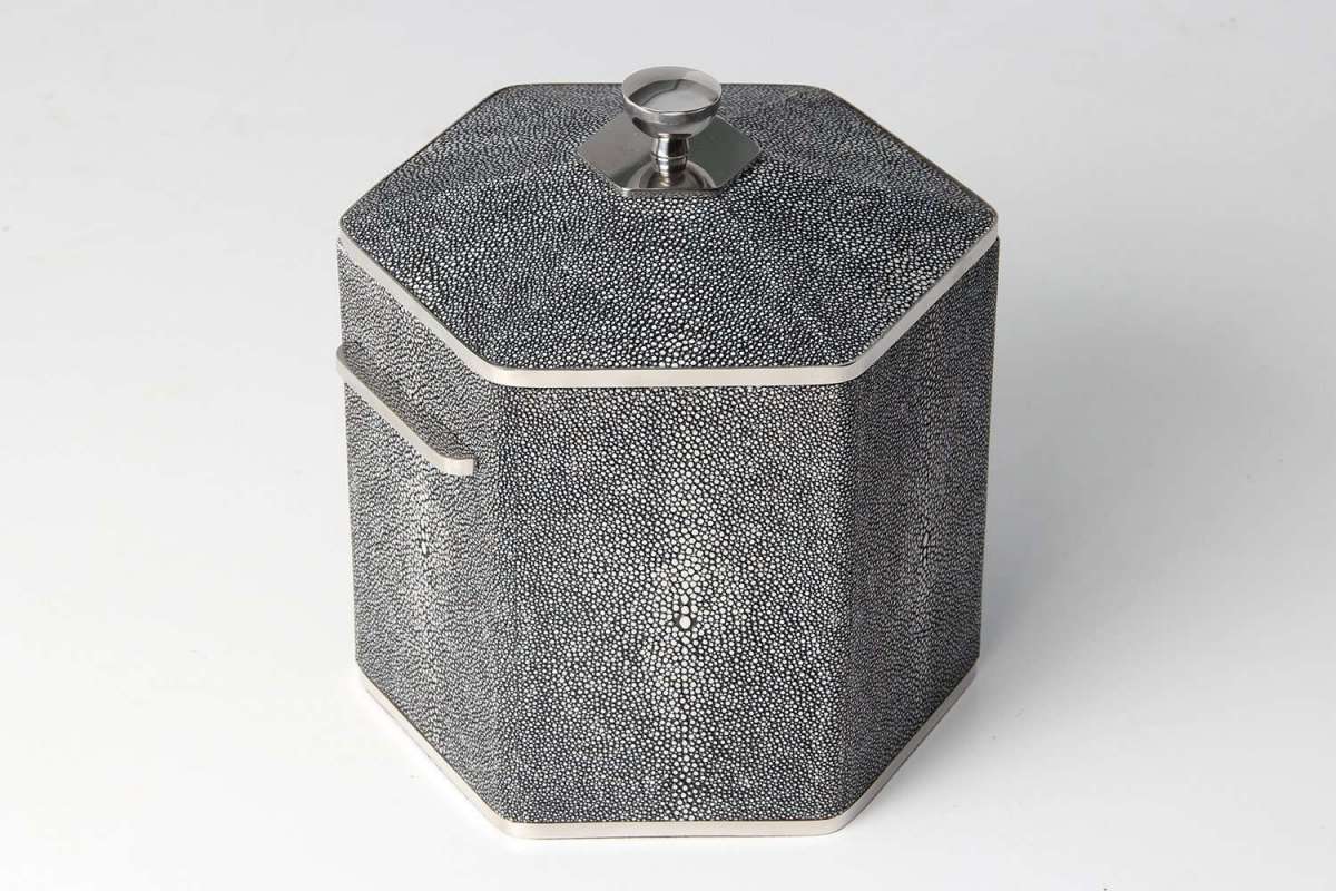 Faux Shagreen Otis Ice Bucket Charcoal, side view - buy homeware, tableware and interior accessories at Inside Living