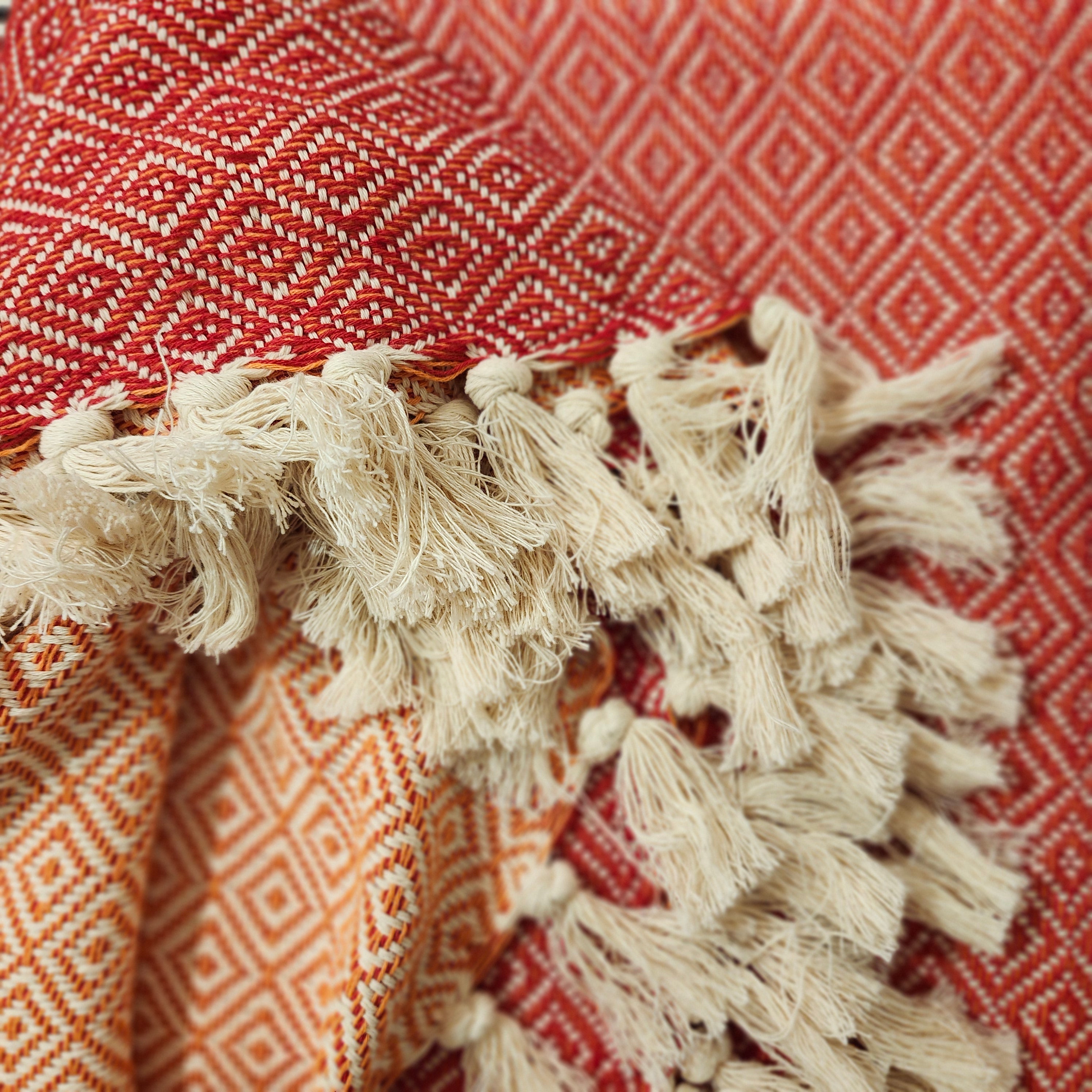 Reversible Cotton Throw, colour and pattern detail, from the Inside Living Singapore homeware collection.
