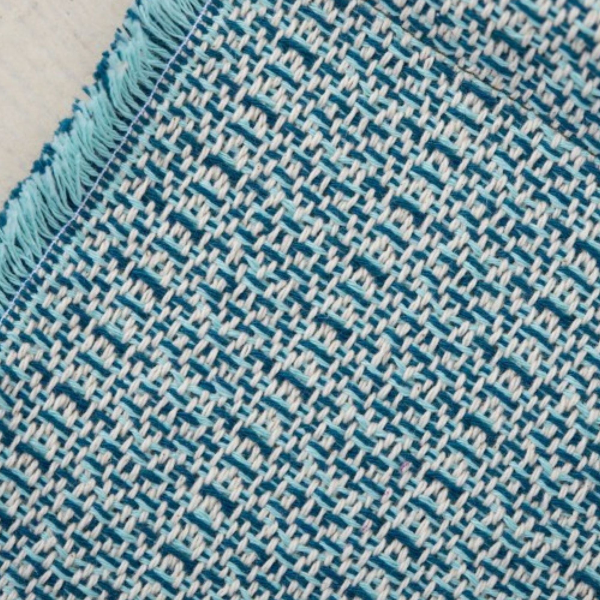 Placemat in recycled cotton in mint and turquoise, 52 x 34 cm, easy to clean for indoors or out