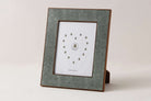 Classic photo frame in Lincoln green faux shagreen with polished walnut back, fits 5 x 7 or 8 x 10 inch photos